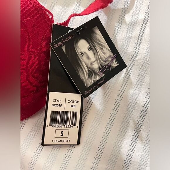 NWT Daisy Fuentes Red Babydoll Lace Lingerie Chemise Bra Small - Picture 7 of 7